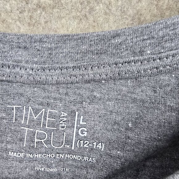 Time And Tru Womens Long Sleeve Gray Core Tee Pima Cotton Blend Size Large - Picture 3 of 6